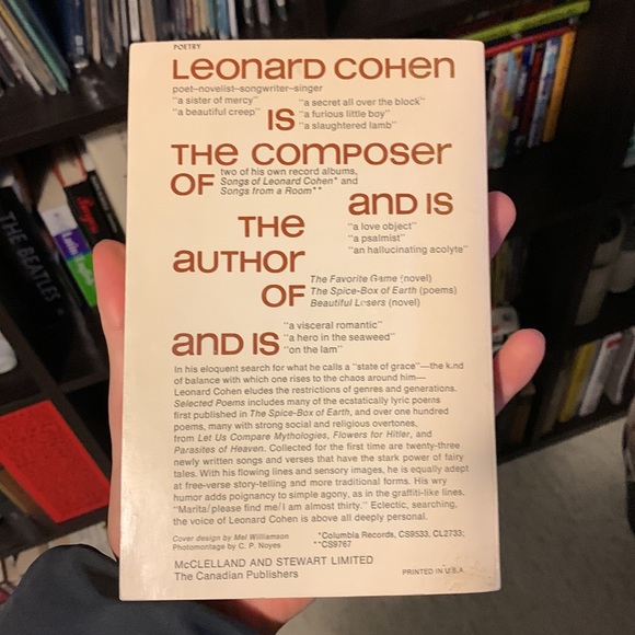 Leonard Cohen selected poems book very rare - Picture 2 of 2